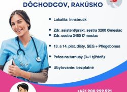Zdravotná a praktická sestra, zdravotnícky asistent, Rakúsko, plat od 3200 €